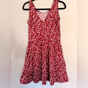 Floral Red Sleeveless Dress
